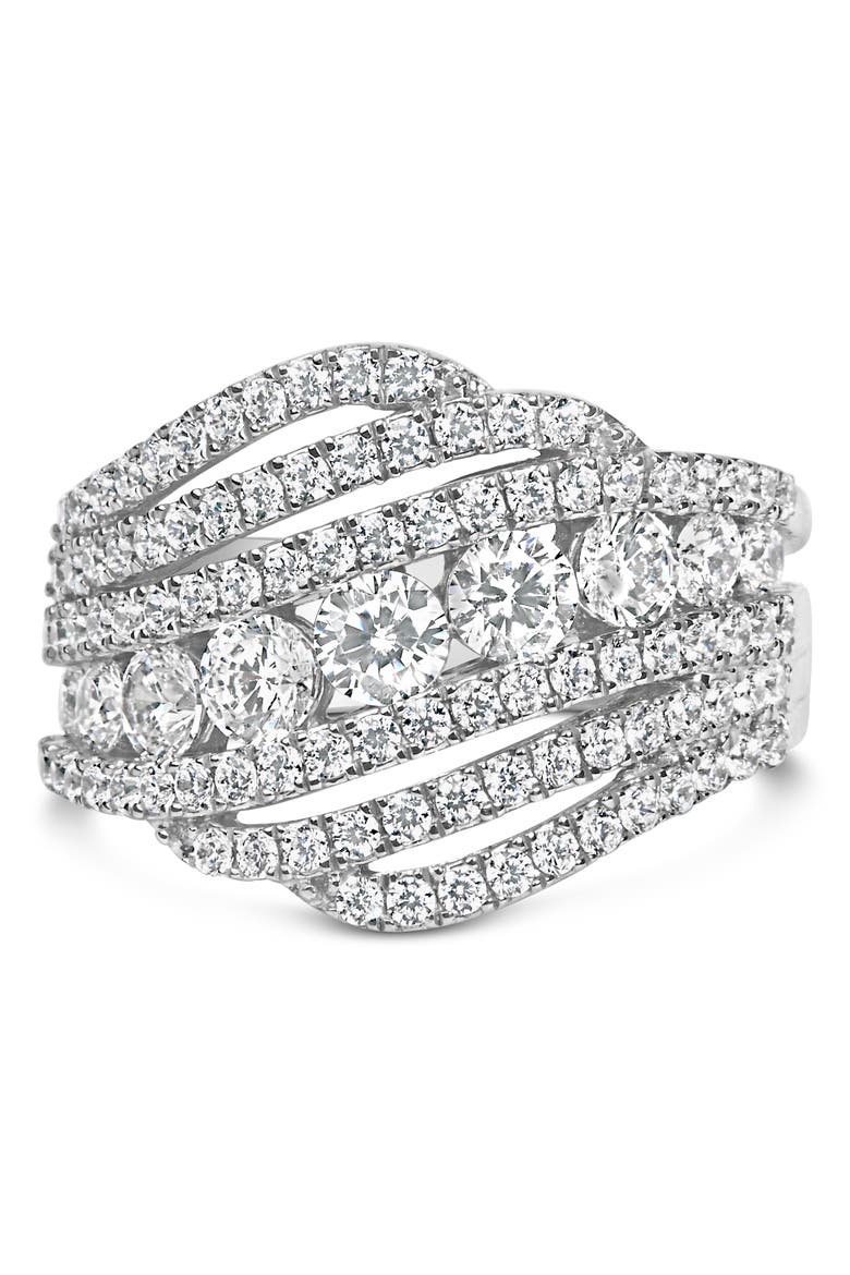 .925 Sterling Silver 2.00 ctw Lab Grown Diamond Cluster Band Ring, Main, color, Silver