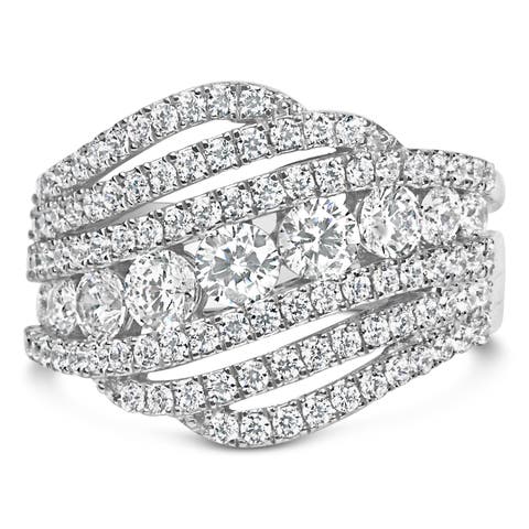.925 Sterling Silver 2.00 ctw Lab Grown Diamond Cluster Band Ring