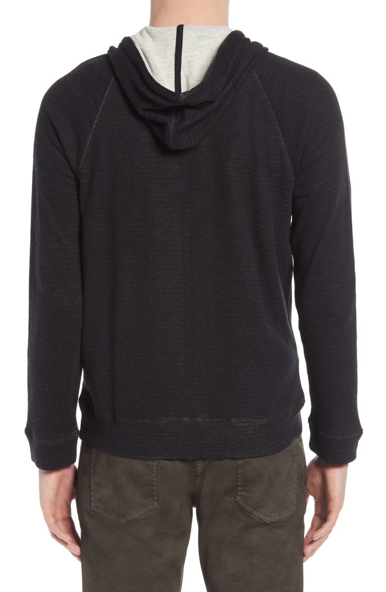 John Varvatos Cotton Blend Hoodie, Alternate, color, Black