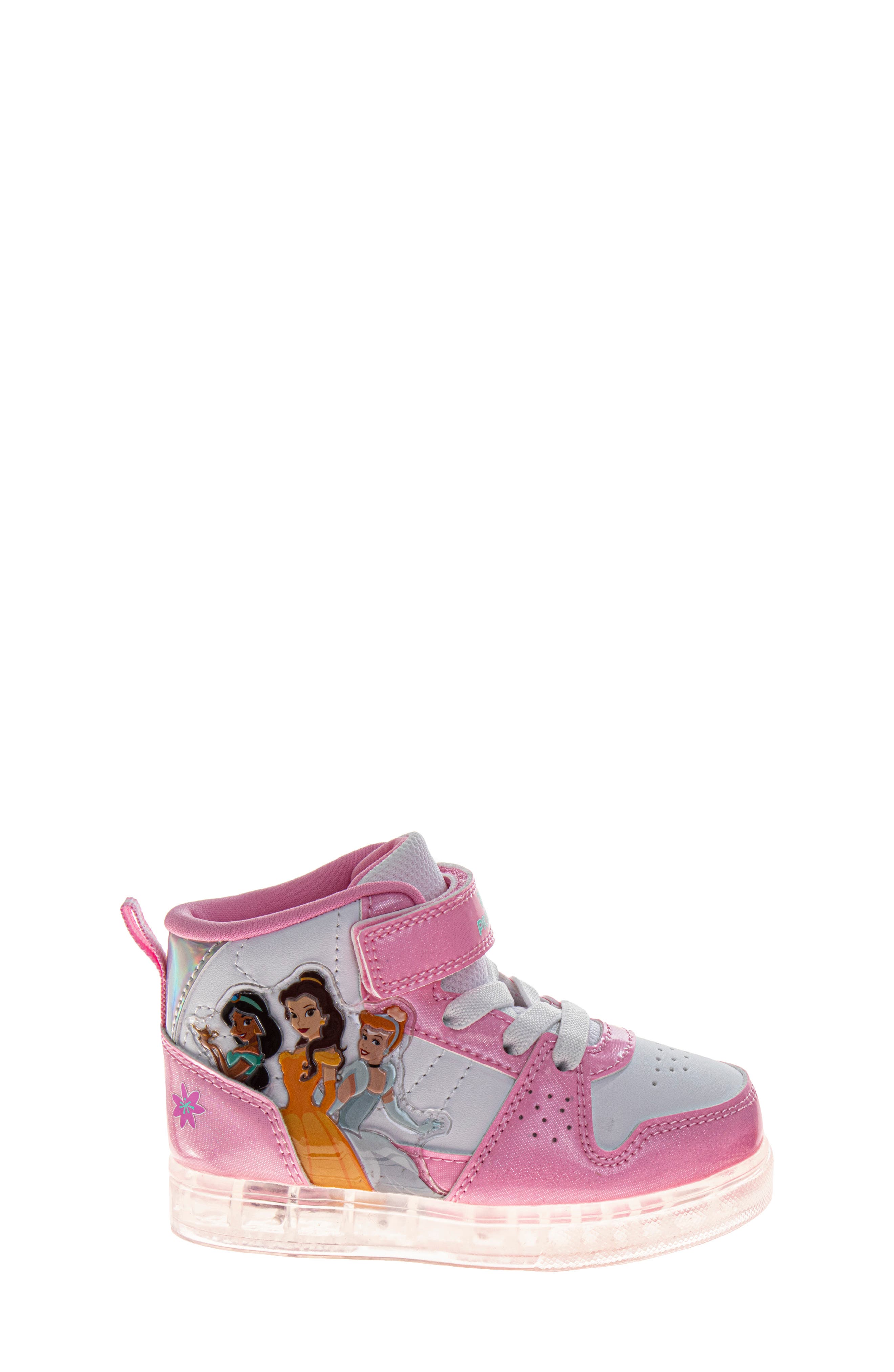 JOSMO Kids' x Disney Princess High Top Light-Up Sneaker, Alternate, color, Purple/ White
