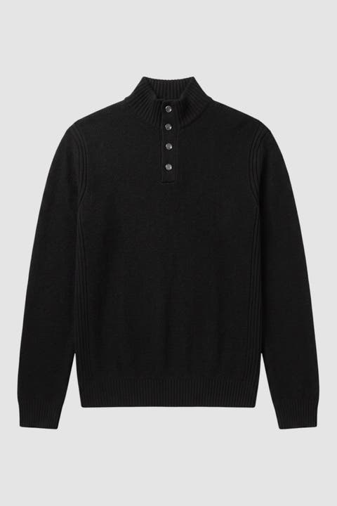 Men's Lolan Regular-fit Button-placket Mock Neck Sweater