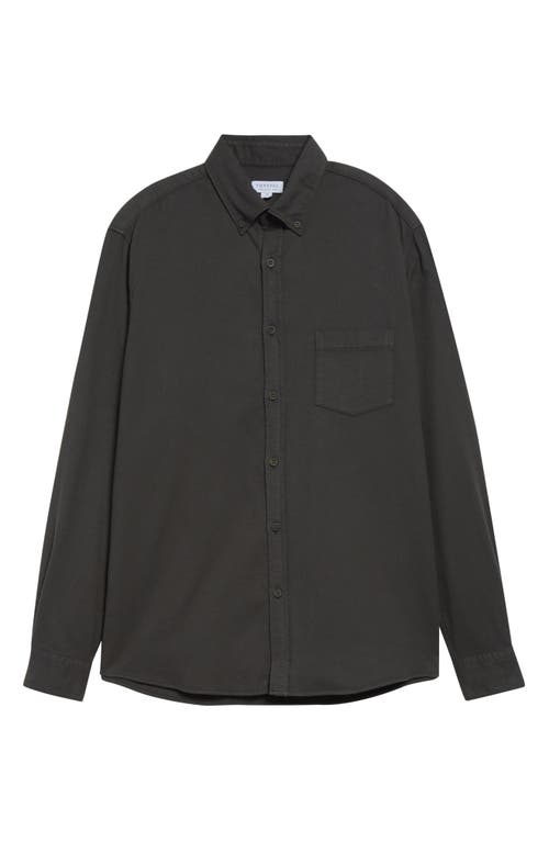 Sunspel Brushed Cotton Flannel Button-down Shirt In Gray