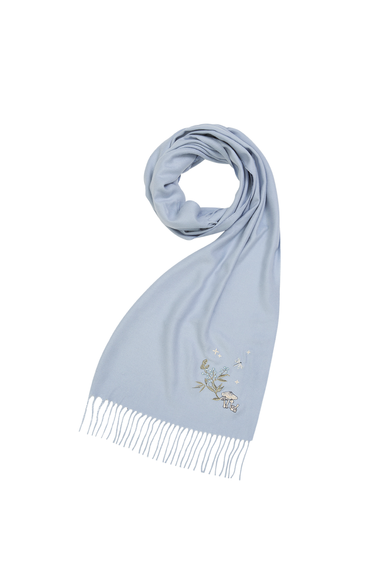 Magical Mushroom Embroidered Cosy Blue Scarf, Main, color, Blue