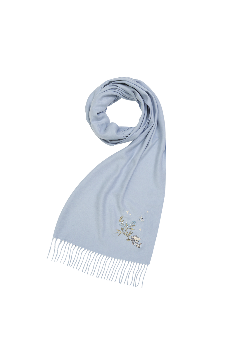 Fable England Magical Mushroom Embroidered Cosy Blue Scarf, Main, color, Blue