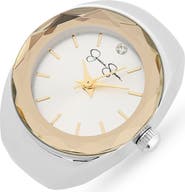 Jessica Simpson Two-Tone Faceted Bezel Ring Watch, 25mm