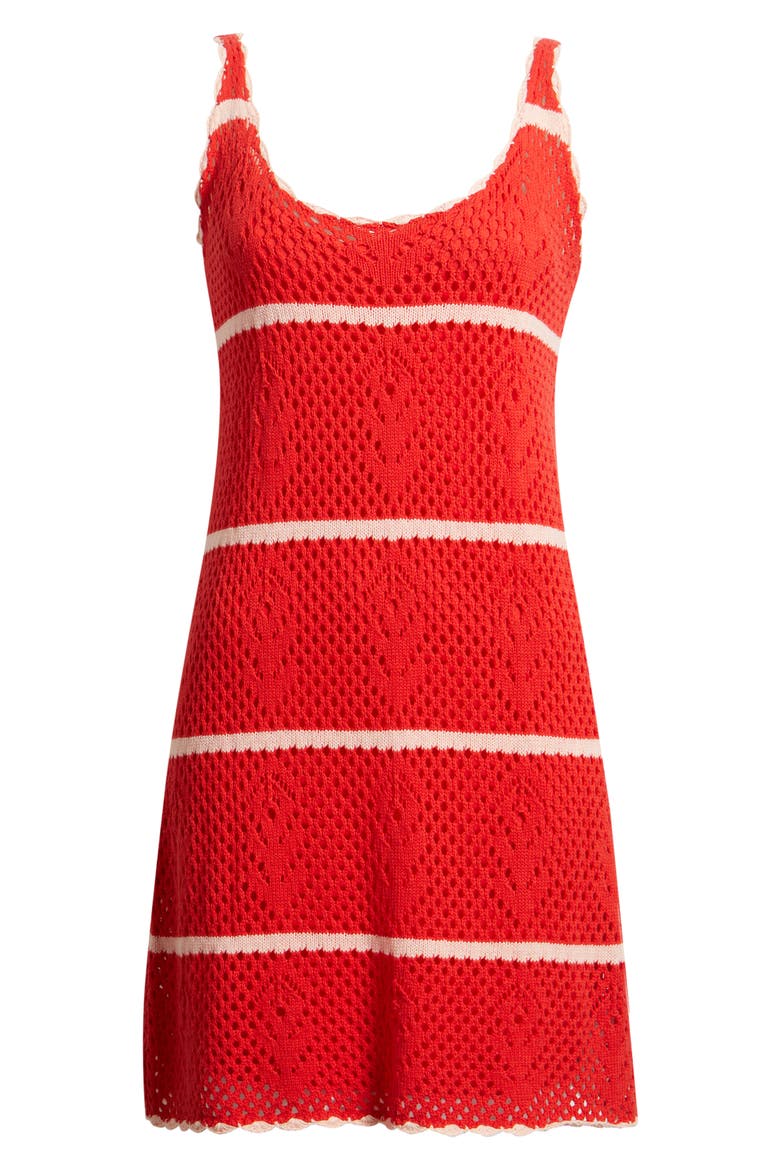 Rosaria Stripe Pointelle Minidress, Alternate, color, ROUGE