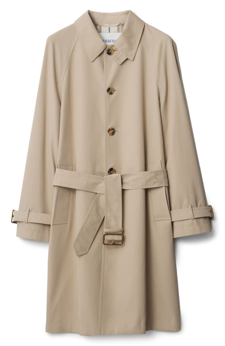 Burberry Cotton Gabardine Long Car Coat, Alternate, color, 