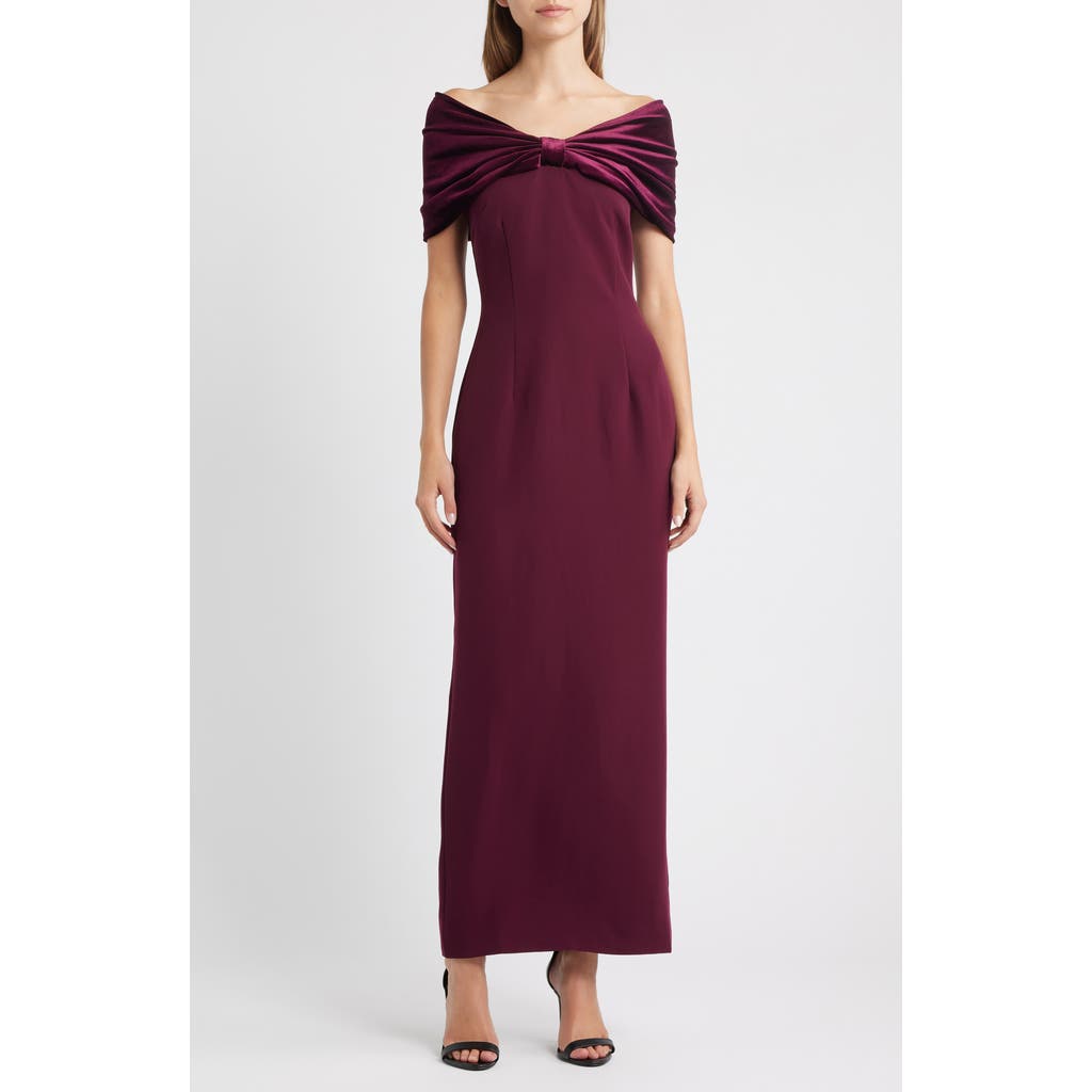Sonya Moda Belluno Off The Shoulder Column Gown In Purple