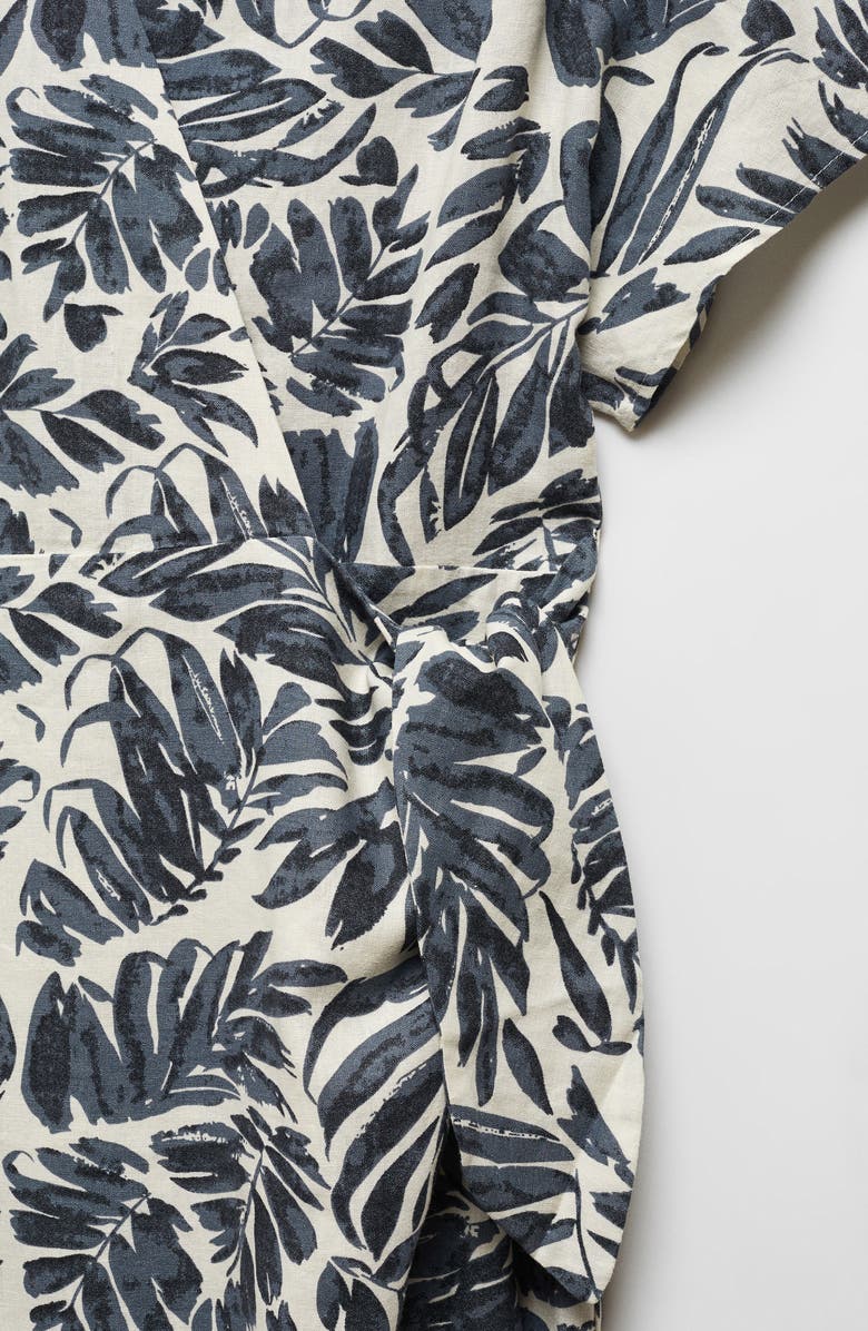 MANGO Print Linen Blend Wrap Dress, Alternate, color,