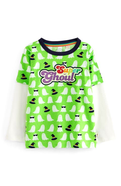Kids' Super Ghoul Long Sleeve Layered Look Cotton Graphic T-Shirt (Little Kid)