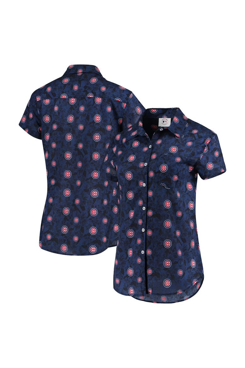 Women's FOCO Royal Chicago Cubs Floral Button Up Shirt, Main, color, Royal