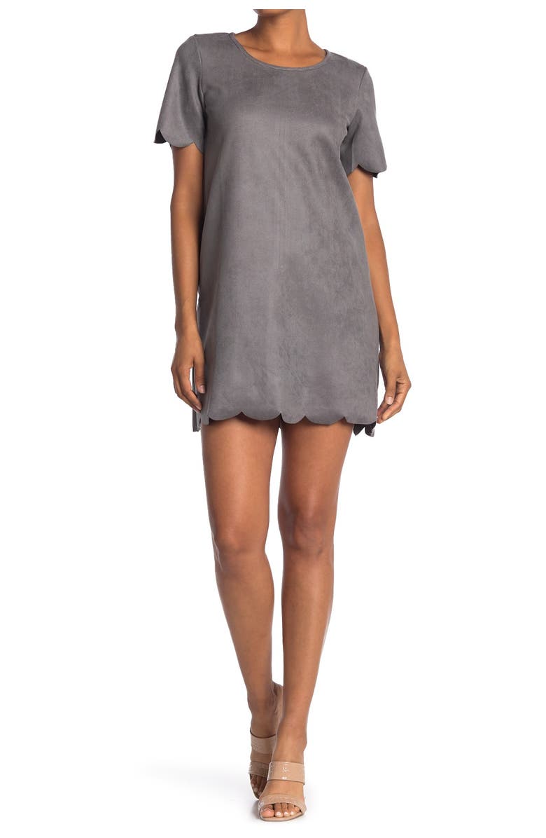 HYFVE Scallop Trim Shift Dress, Main, color,