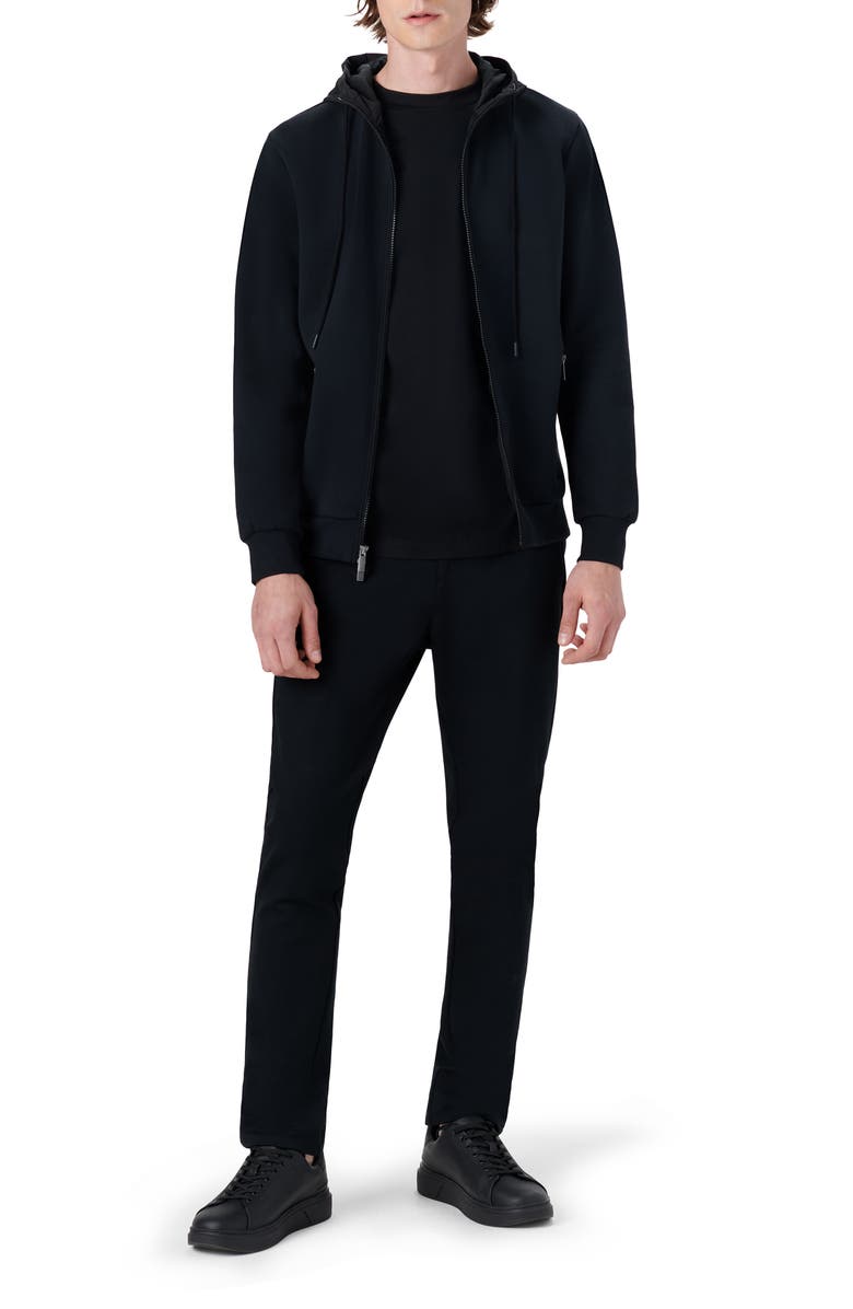 Bugatchi Stretch Cotton Zip-Up Hooded Jacket, Alternate, color, 