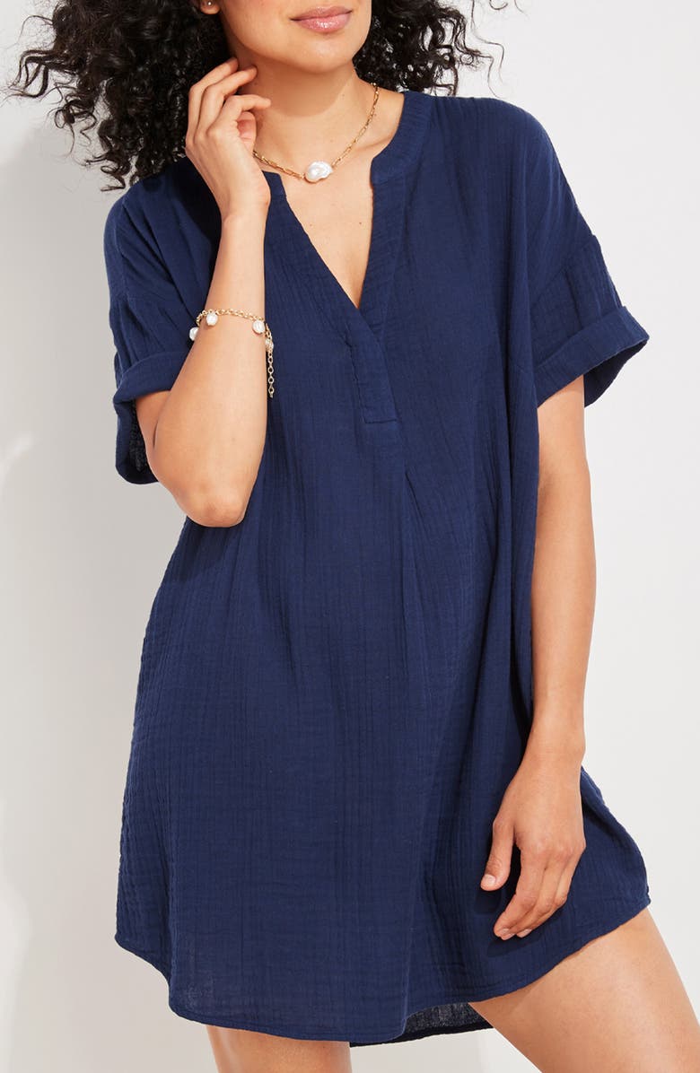 vineyard vines Easy Tunic Minidress, Alternate, color, Deep Bay
