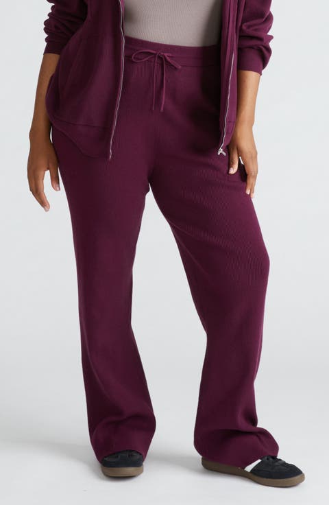 Mola Tie Waist Rib Pants (Plus)