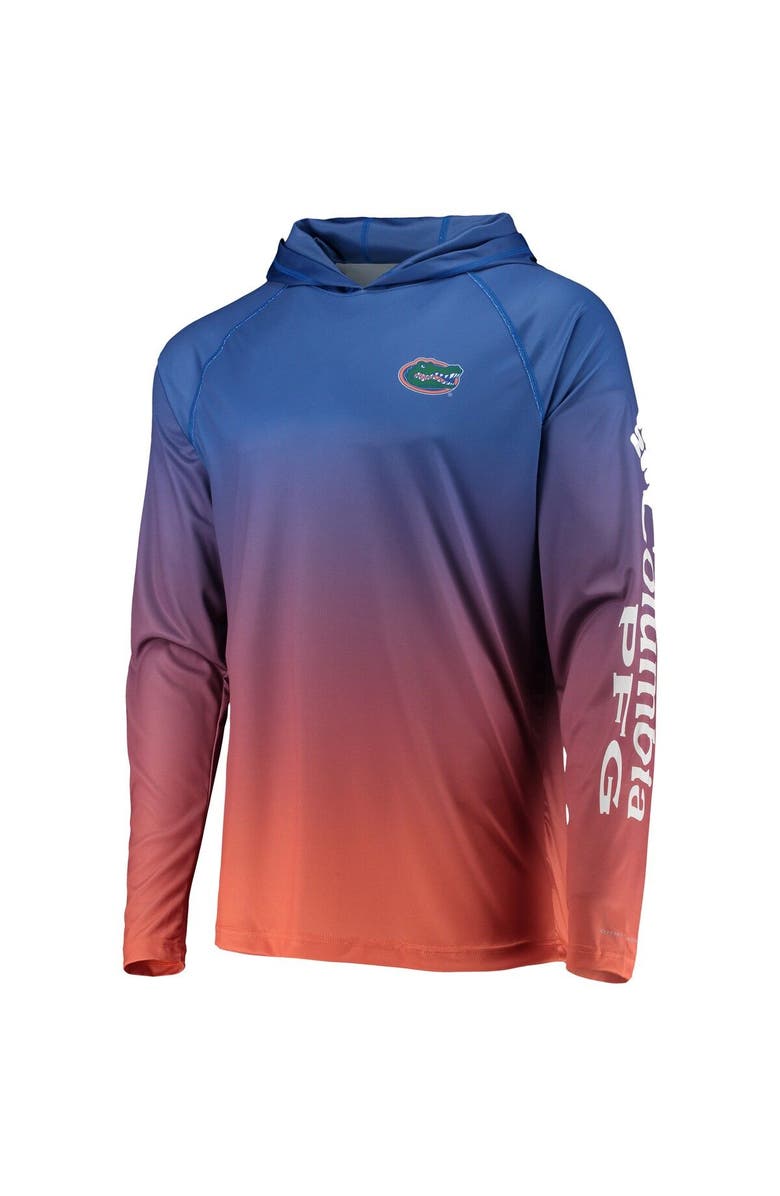 Columbia Men's Columbia PFG Royal Florida Gators Terminal Tackle Omni-Shade UPF 50 Long Sleeve Hooded Top, Alternate, color,