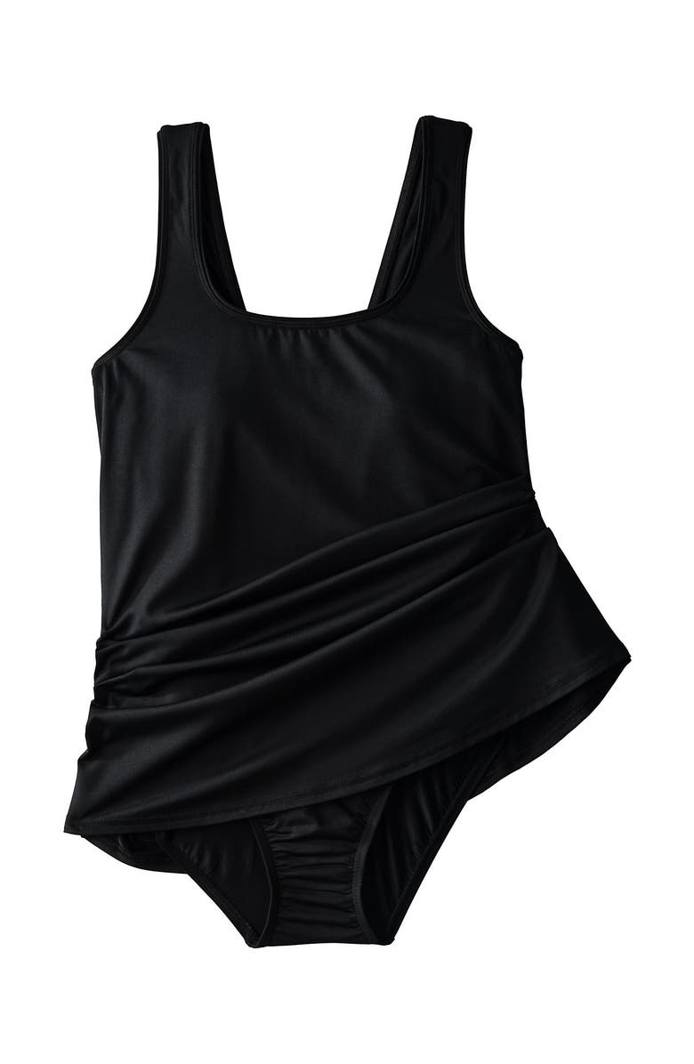 Lands' End D-Cup Scoop Neck Swim Dress Swimsuit, Alternate, color, Black