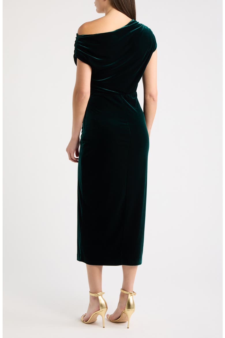 Ruched Velvet Maxi Dress, Alternate, color, HUNTER