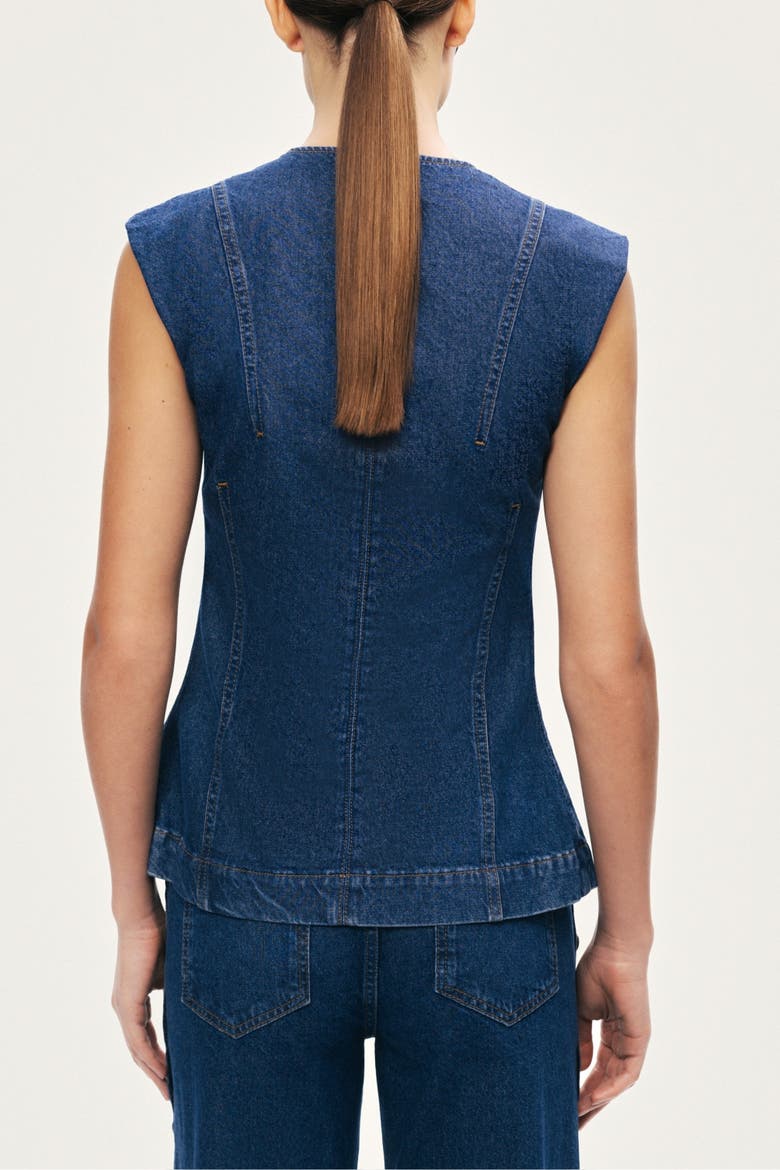 Button-Front Denim Vest, Alternate, color, Navy Blue