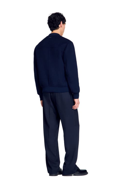 Sandro Double-faced Snake-detail Jacket In Midnight Blue