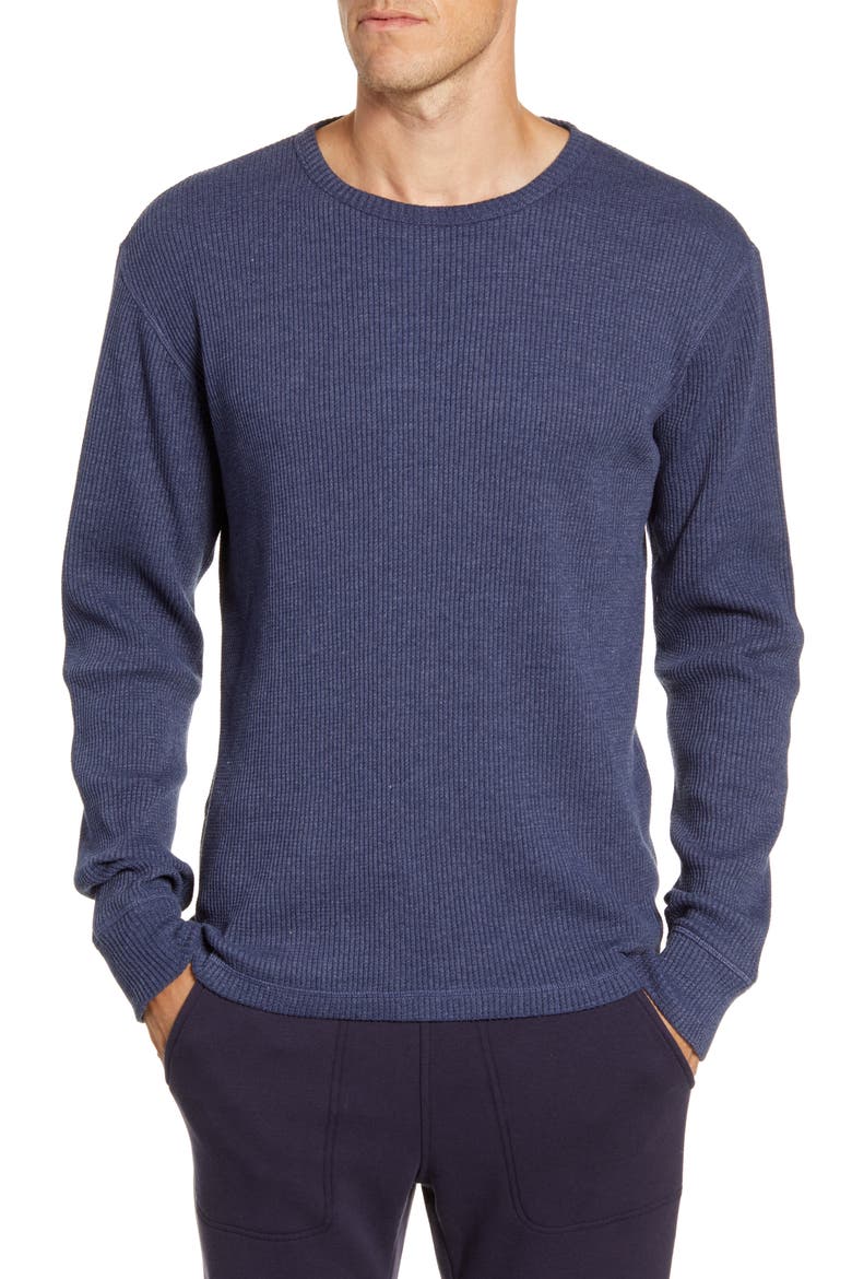 Adam Waffle Knit Long Sleeve T-Shirt, Main, color, NAVY HEATHER