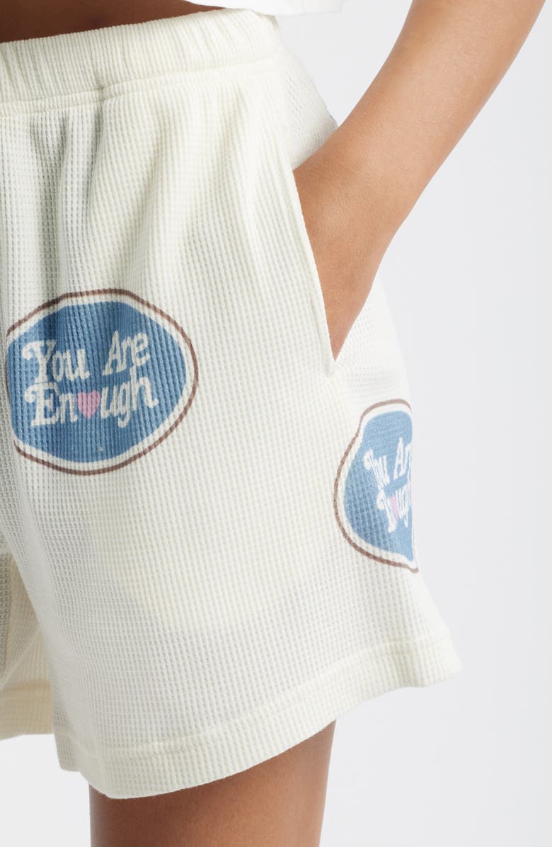 THE MAYFAIR GROUP You Are Enough High Waist Waffle Knit Shorts, Alternate, color, Cloud