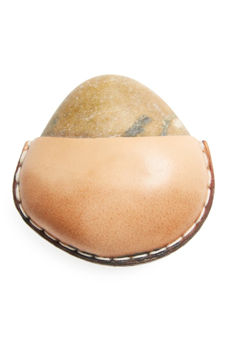 Small Leather Wrapped Stone, Main, color, NATURAL
