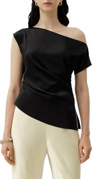 Lilysilk Women's Stretch Silk Charmeuse Asymmetric Top