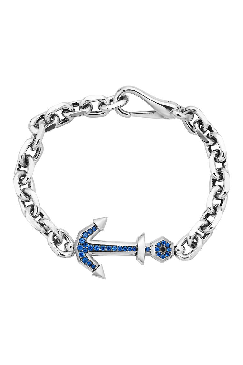 Sterling Silver Sapphire Anchor Bracelet, Alternate, color, BLUE