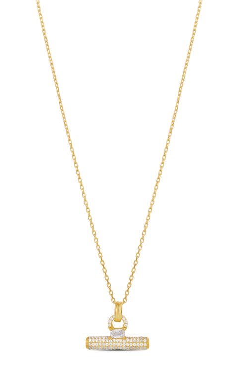 Pav T Bar Pendant Necklace