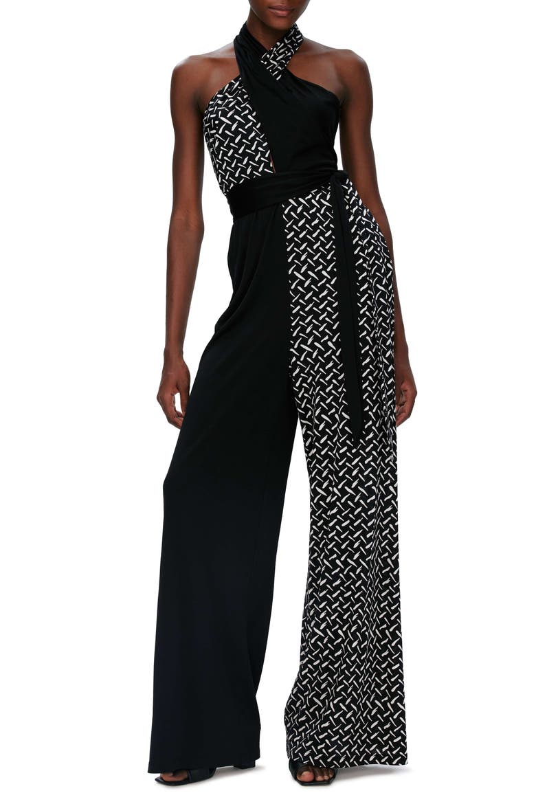Cort Mixed Print Sleeveless Jumpsuit, Main, color, TIGRIS/BLACK