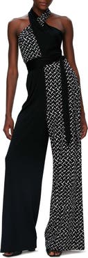 DVF Cort Mixed Print Sleeveless Jumpsuit