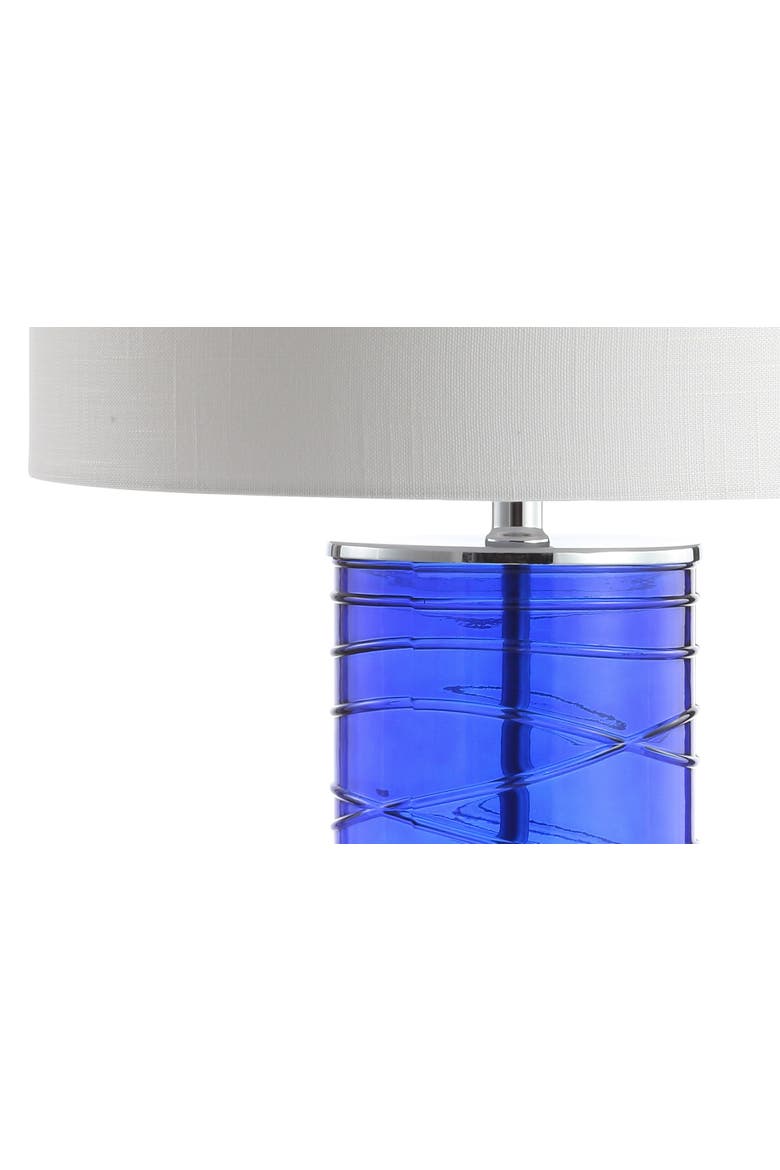 Cole 27.5" Modern Fused Glass Cylinder LED Table Lamp, Alternate, color, Cobalt