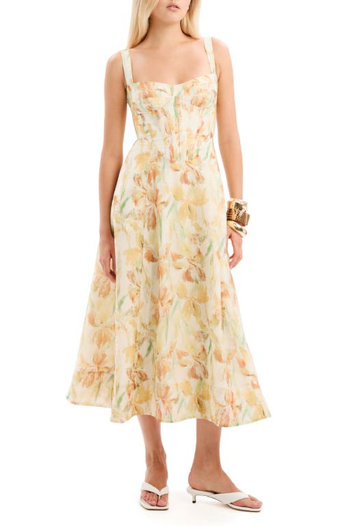 Bardot Adaline Floral Midi Dress in Yellow Floral at Nordstrom, Size 2