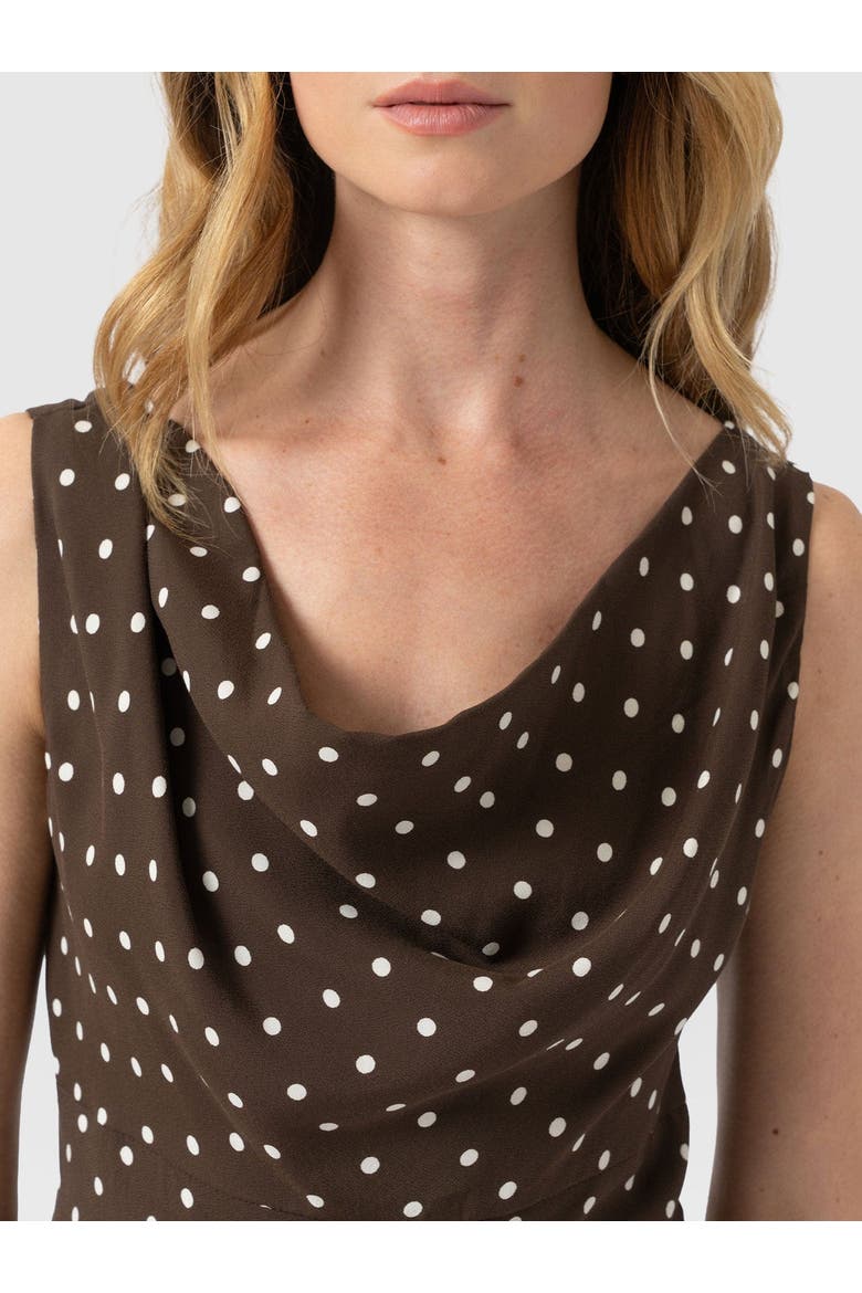 Raye Cowl Cami, Alternate, color, Brown Polka Dot