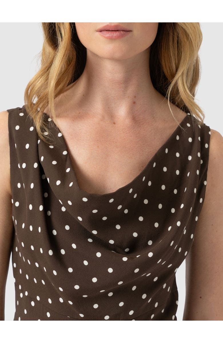 Saint + Sofia Raye Cowl Cami, Alternate, color, Brown Polka Dot