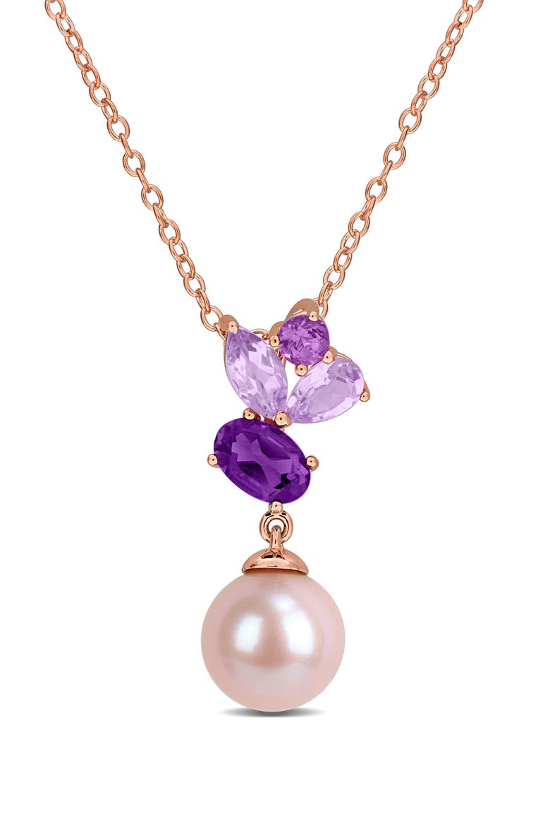 8-8.5mm Pink Cultured Freshwater Pearl Pendant Necklace, Main, color, PURPLE