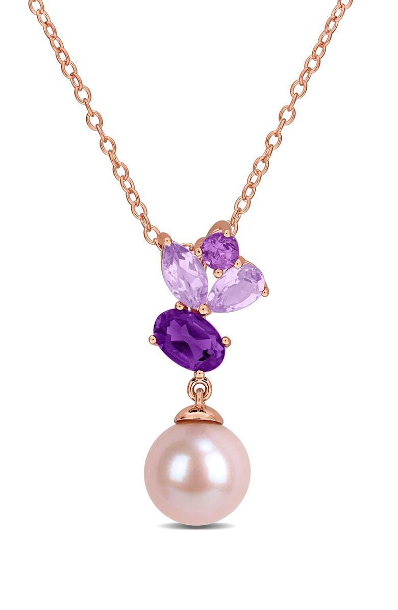 DELMAR 8-8.5mm Pink Cultured Freshwater Pearl Pendant Necklace, Main, color, Purple