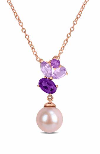 8-8.5mm Pink Cultured Freshwater Pearl Pendant Necklace