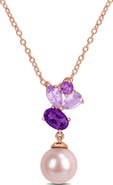 DELMAR 8-8.5mm Pink Cultured Freshwater Pearl Pendant Necklace