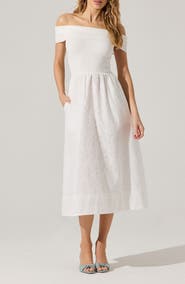 ASTR the Label Mixed Media Off the Shoulder Dress