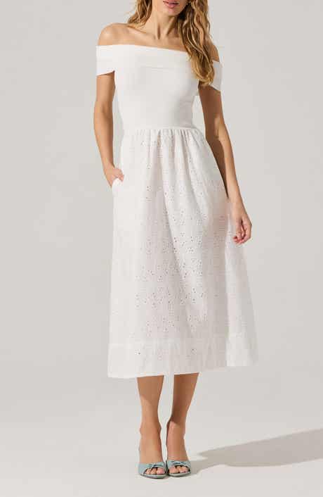 ASTR the Label Mixed Media Off the Shoulder Dress