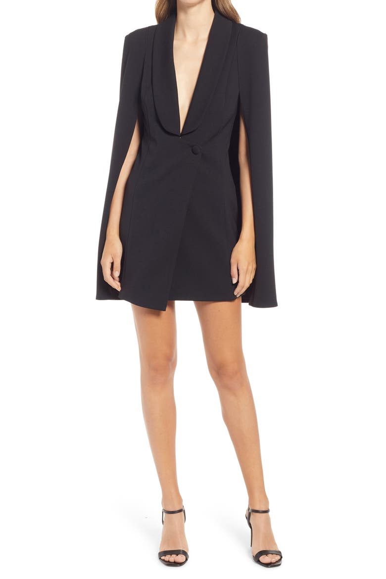 Boss Lady Cape Minidress, Main, color, BLACK