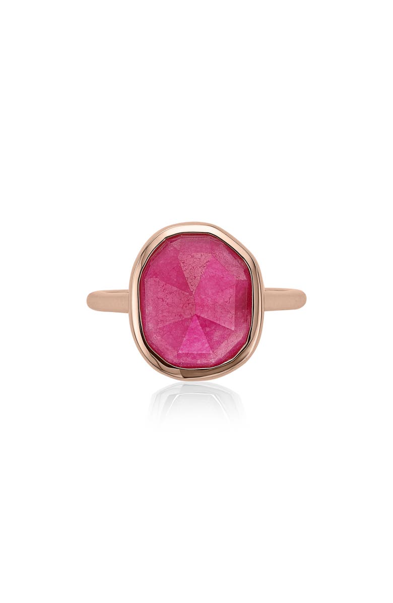 Monica Vinader Siren Medium Stacking Ring, Main, color, Pink Quartz/ Rose Gold