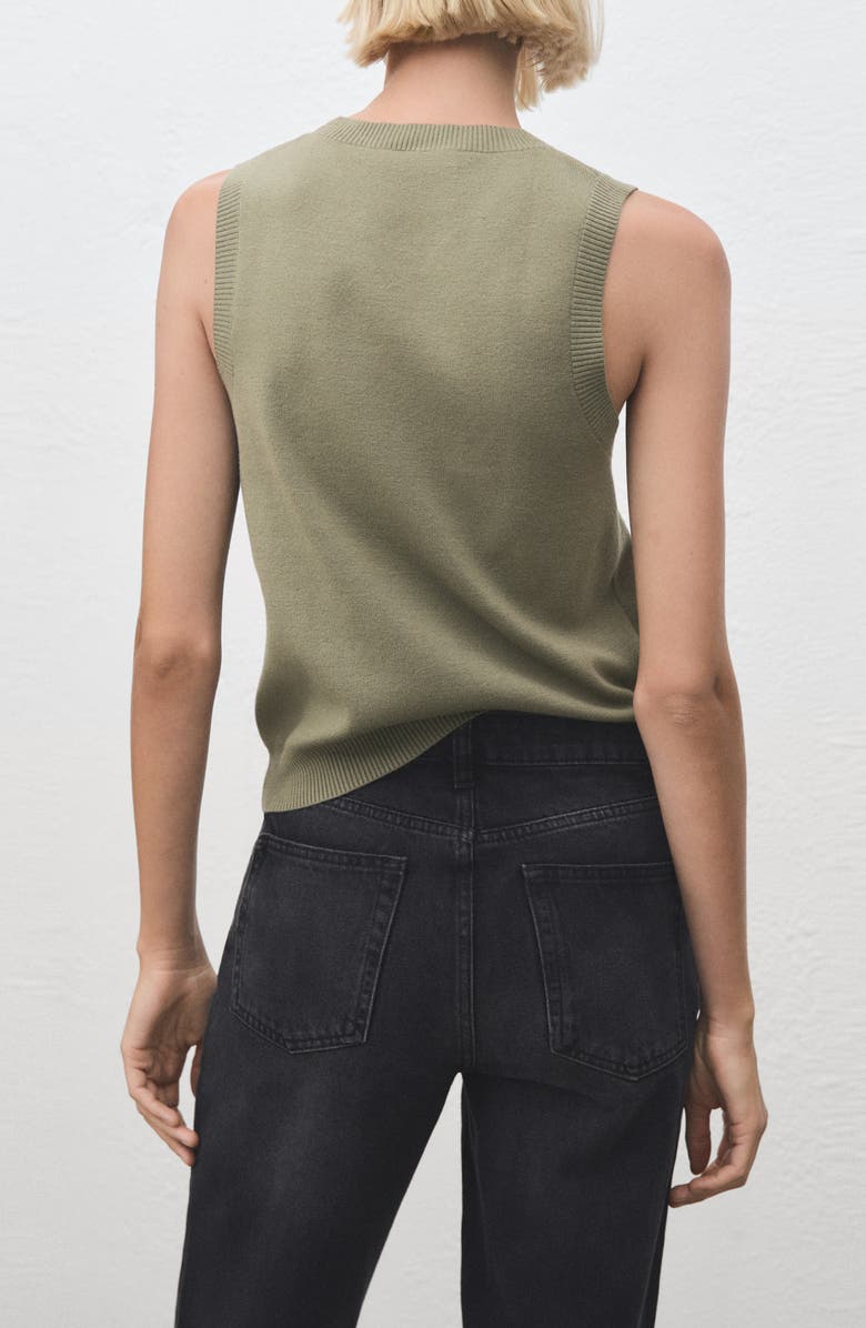 MANGO Sleeveless Knit Vest, Alternate, color, Khaki Green