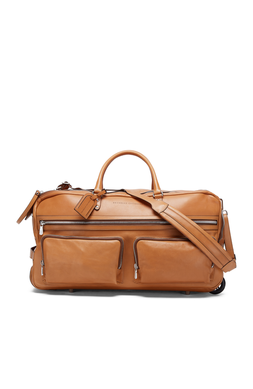 Brunello Cucinelli Cowhide Trolley Bag In Cognac