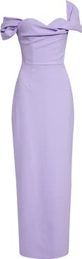 Carolina Herrera Sofia Draped Off the Shoulder Crepe Column Gown