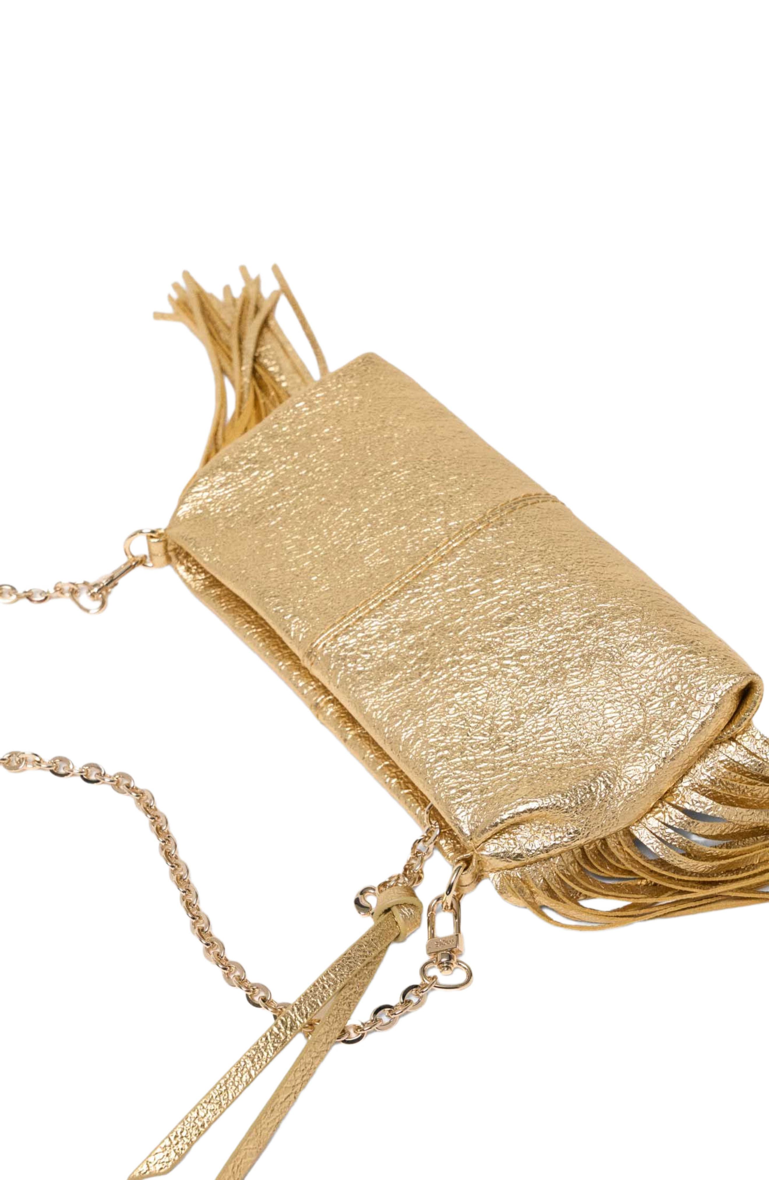 maje Miss M Metallic Pouch Bag, Alternate, color, Gold