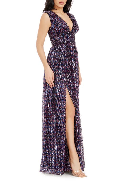 Shop Dress The Population Jaclyn Sequin Sleeveless Gown In Dark Magenta Multi