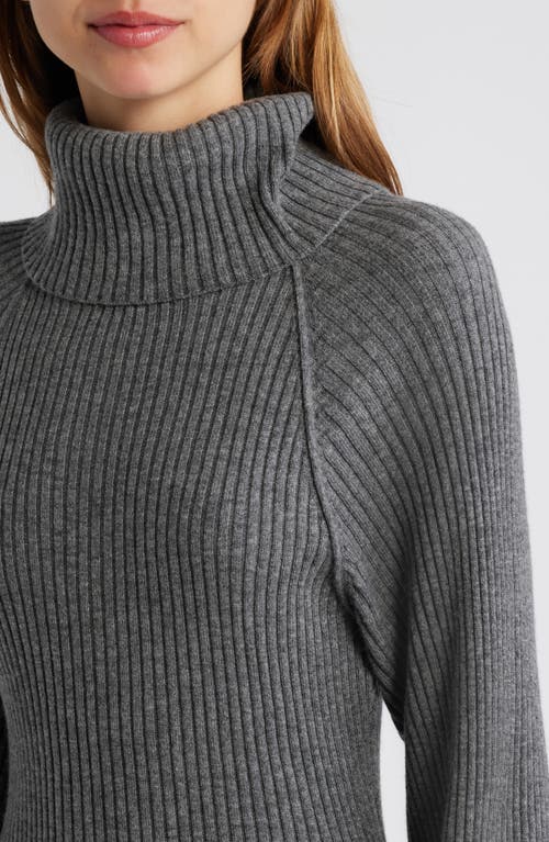 Rails Carrie Turtleneck Long Sleeve Wool Blend Midi Sweater Dress In Heather Charcoal
